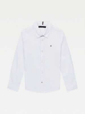 White Tommy Hilfiger Stretch Oxford Cotton Shirt Girls' T Shirts | TH364MLR