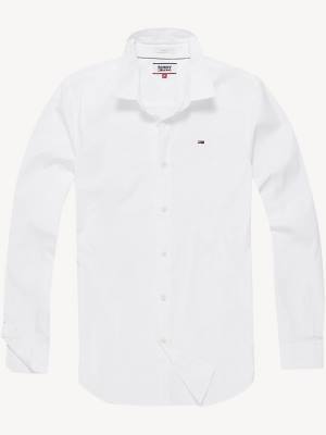 White Tommy Hilfiger Stretch Slim Fit Men's Shirts | TH452PJV