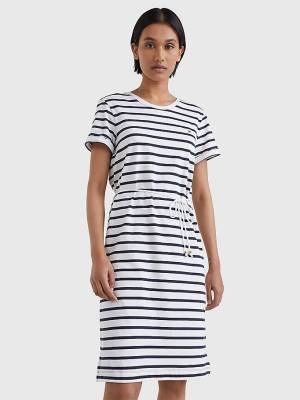 White Tommy Hilfiger Stripe Women's Dress | TH894QSY