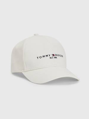 White Tommy Hilfiger TH Established Baseball Cap Men's Hats | TH465LBI