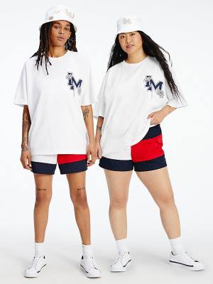 White Tommy Hilfiger TOMMYXINDYA Varsity Women's T Shirts | TH691MZH