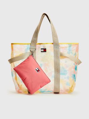 White Tommy Hilfiger Tie-Dye Mesh Weekender Tote Women's Bags | TH408CUB