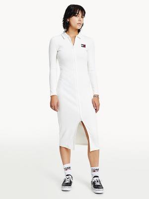 White Tommy Hilfiger Tommy Badge Organic Cotton Polo Women's Dress | TH709IRO