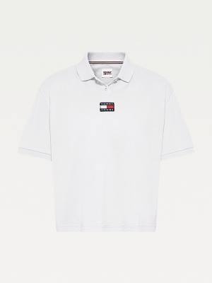 White Tommy Hilfiger Tommy Badge Women's Polo Shirts | TH159WJE