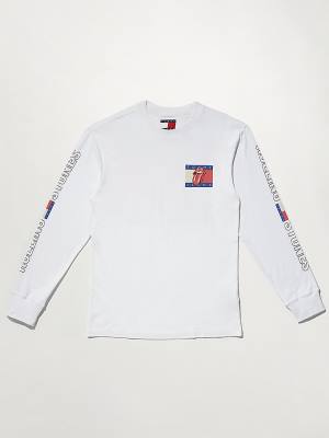 White Tommy Hilfiger Tommy Revisited Long Sleeve Rolling Stones Men's T Shirts | TH610WYT