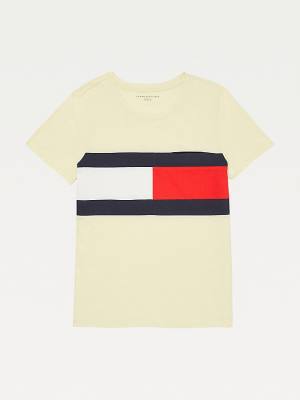 Yellow Tommy Hilfiger Adaptive Flag Print Cotton Women's T Shirts | TH364SYR