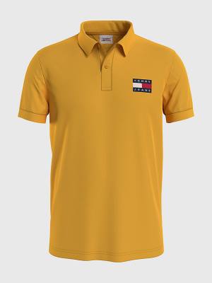 Yellow Tommy Hilfiger Badge Lightweight Regular Fit Men's Polo Shirts | TH409HEX