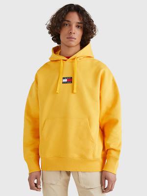 Yellow Tommy Hilfiger Badge Organic Cotton Men's Hoodie | TH237KRC