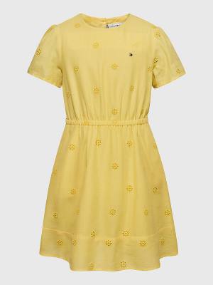 Yellow Tommy Hilfiger Broderie Anglaise Girls' Dress | TH693LXO