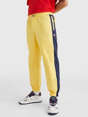 Yellow Tommy Hilfiger Colour-Blocked Cuffed Joggers Men's Pants | TH930JRE