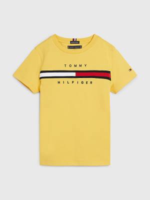 Yellow Tommy Hilfiger Flag Rib Insert Boys' T Shirts | TH867HJP