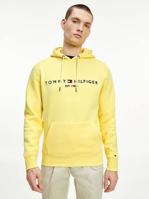 Yellow Tommy Hilfiger Logo Men's Hoodie | TH298VMT