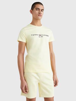 Yellow Tommy Hilfiger Logo Men's T Shirts | TH067JPL