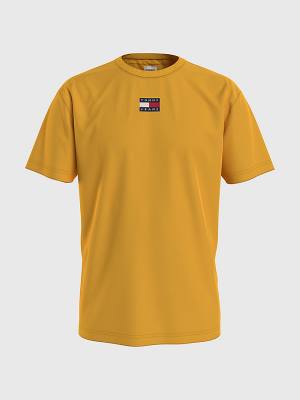 Yellow Tommy Hilfiger Organic Cotton Badge Men's T Shirts | TH360UBD