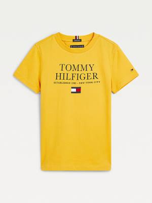 Yellow Tommy Hilfiger Organic Cotton Logo Boys' T Shirts | TH952NUO