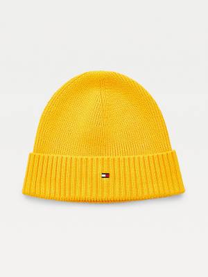 Yellow Tommy Hilfiger Pima Cotton Cashmere Cuffed Beanie Men's Hats | TH817TQD