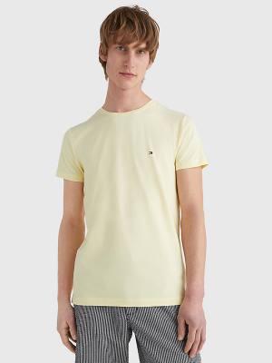 Yellow Tommy Hilfiger Stretch Organic Cotton Slim Fit Men's T Shirts | TH104GSU