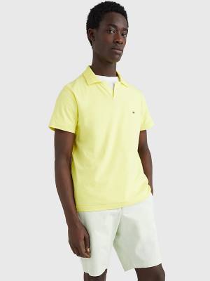 Yellow Tommy Hilfiger TH Flex Slim Fit Men's Polo Shirts | TH981WDJ