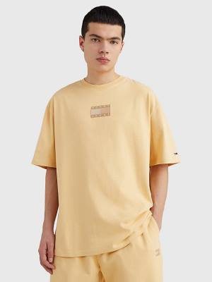 Yellow Tommy Hilfiger Tonal Logo Back Graphic Men's T Shirts | TH609BEH