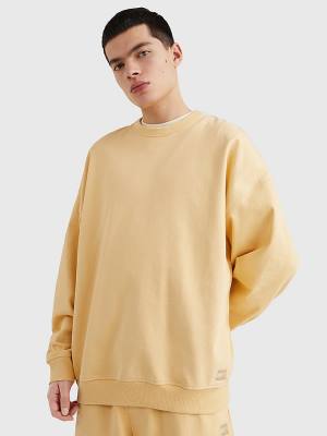 Yellow Tommy Hilfiger Tonal Logo Men's Sweatshirts | TH405TEK