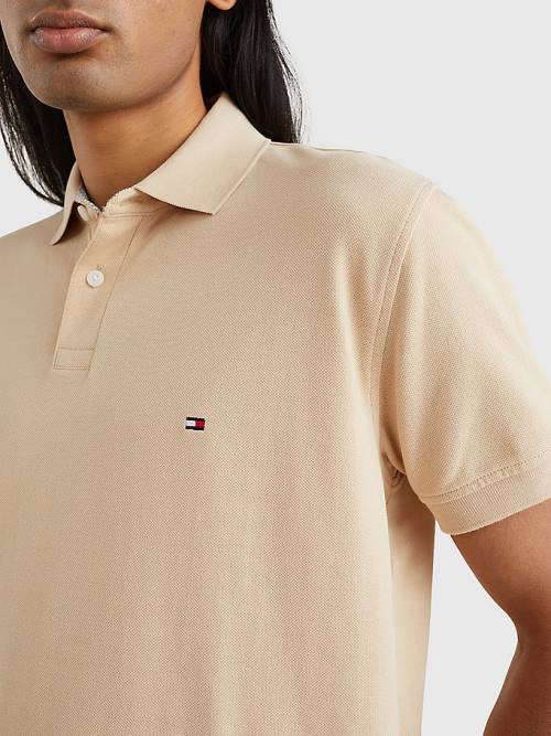 Beige Tommy Hilfiger 1985 Essential TH Flex Men's Polo Shirts | TH179DCH