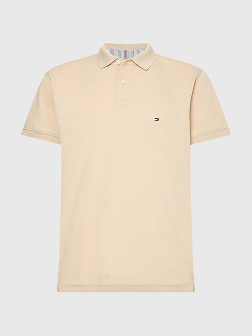 Beige Tommy Hilfiger 1985 Essential TH Flex Men's Polo Shirts | TH179DCH