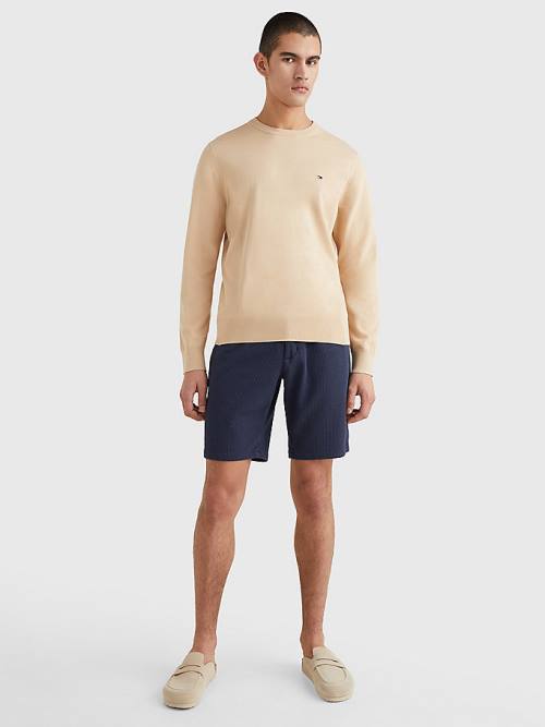 Beige Tommy Hilfiger 1985 Essential TH Flex Sweatshirt Men's Sweaters | TH912OIP