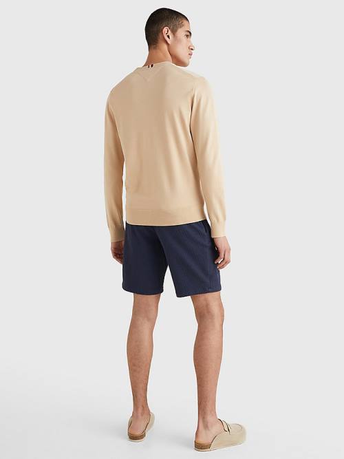 Beige Tommy Hilfiger 1985 Essential TH Flex Sweatshirt Men's Sweaters | TH912OIP