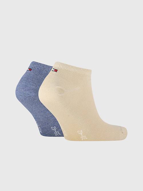 Beige Tommy Hilfiger 2-Pack Flag Trainer Men's Socks | TH850NXS