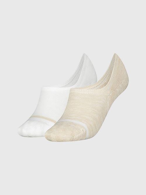 Beige Tommy Hilfiger 2-Pack High Cut Footie Women\'s Socks | TH629QYD