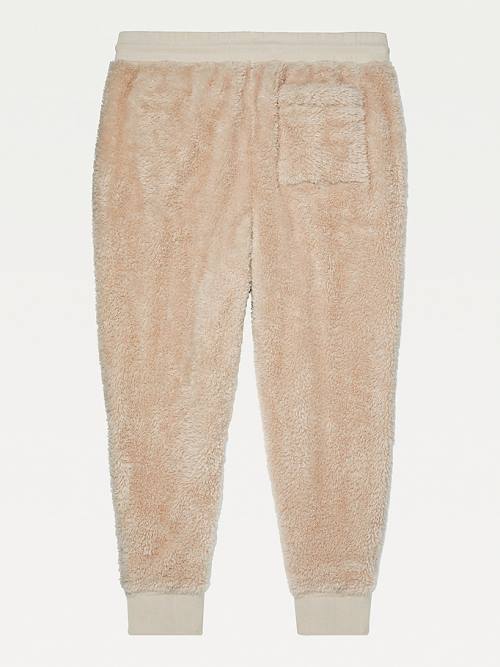 Beige Tommy Hilfiger Adaptive Tommy Badge Fleece Joggers Men's Pants | TH137AFX