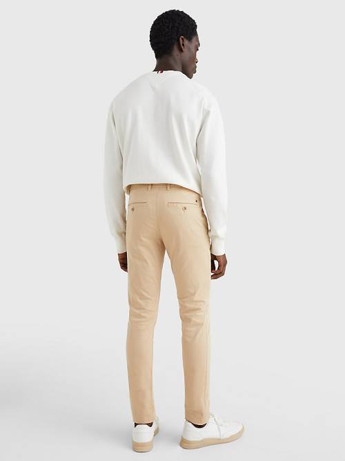 Beige Tommy Hilfiger Bleecker Satin Slim Fit Chinos Men's Pants | TH510CZN