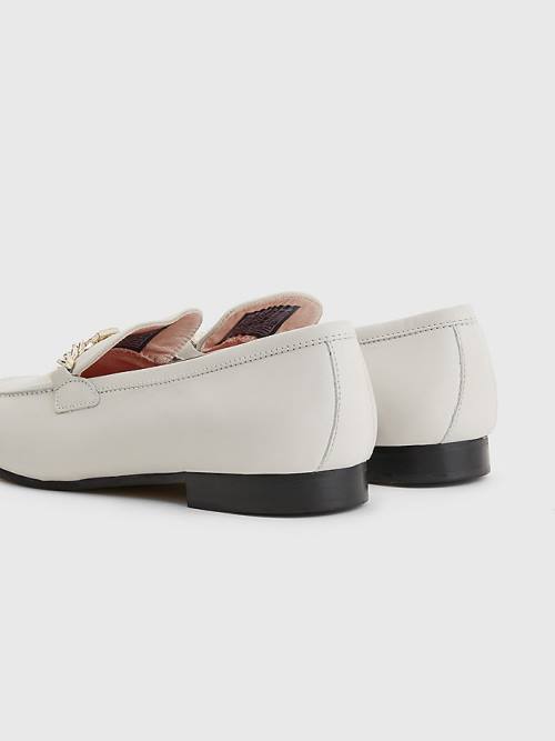 Beige Tommy Hilfiger Chain Leather Women's Loafers | TH427SLX