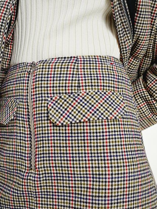 Beige Tommy Hilfiger Check Organic Cotton Mini Women's Skirts | TH048FRZ