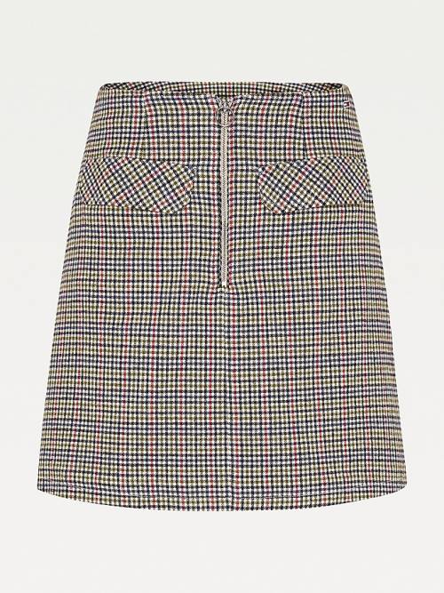 Beige Tommy Hilfiger Check Organic Cotton Mini Women's Skirts | TH048FRZ