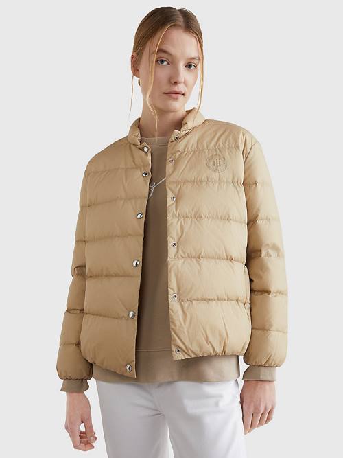 Beige Tommy Hilfiger Chic Down-Filled Women\'s Jackets | TH178LCD