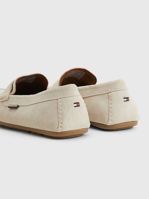 Beige Tommy Hilfiger Classic Suede Driving Men's Casual Shoes | TH953IOV