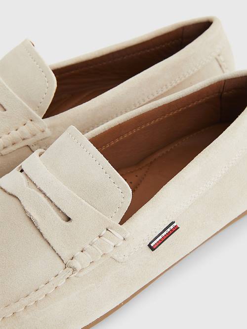 Beige Tommy Hilfiger Classic Suede Driving Men's Casual Shoes | TH953IOV