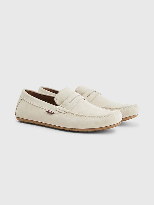 Beige Tommy Hilfiger Classic Suede Driving Men\'s Casual Shoes | TH953IOV