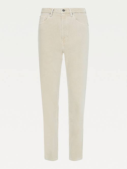 Beige Tommy Hilfiger Classics High Rise Straight Twill Women's Jeans | TH542EYJ