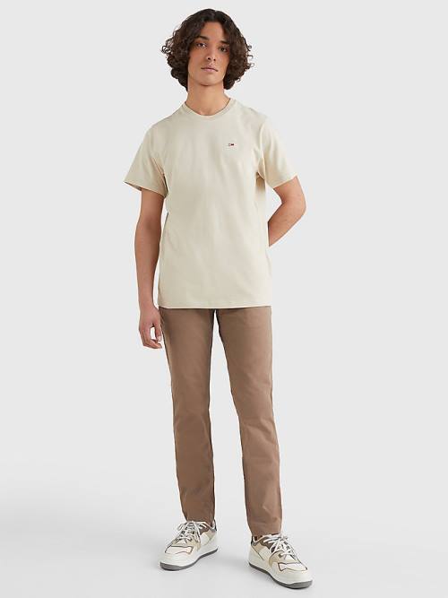 Beige Tommy Hilfiger Classics Organic Cotton Men's T Shirts | TH763GKL