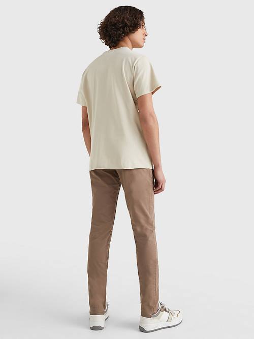 Beige Tommy Hilfiger Classics Organic Cotton Men's T Shirts | TH763GKL