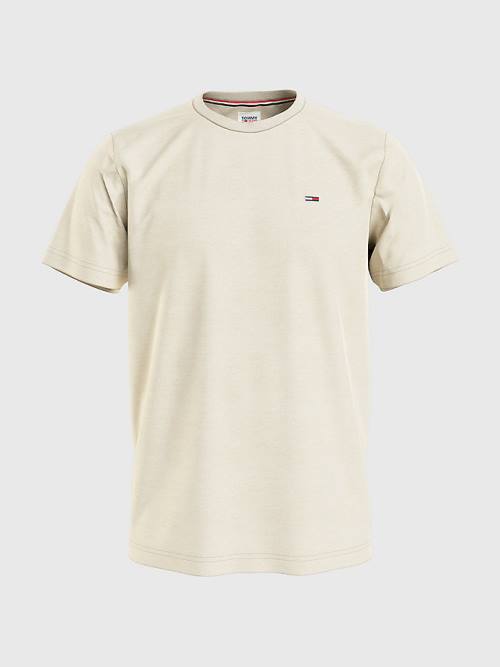 Beige Tommy Hilfiger Classics Organic Cotton Men's T Shirts | TH763GKL