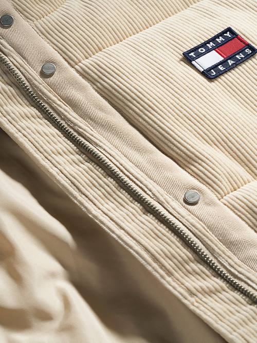 Beige Tommy Hilfiger Corduroy Padded Puffer Women's Jackets | TH470MJA