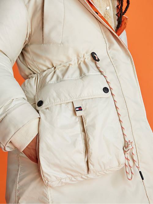 Beige Tommy Hilfiger Crest Parka Women's Coats | TH897KHR