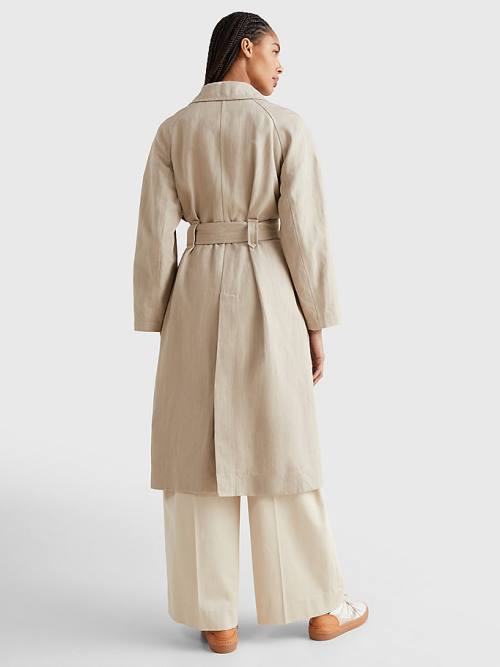 Beige Tommy Hilfiger Crest Prep Relaxed Fit Chino Trench Women's Coats | TH951FEA