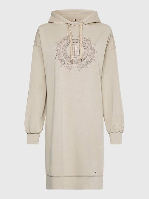 Beige Tommy Hilfiger Crest Relaxed Women's Dress | TH813CLU