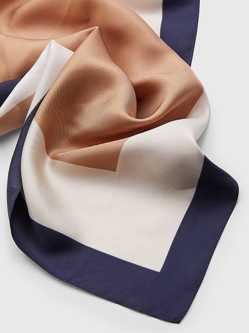 Beige Tommy Hilfiger Crest Silk Square Men's Scarves | TH510SPQ