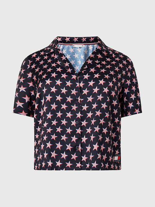 Beige Tommy Hilfiger Curve Tommy 85 Star Print Shirt Women\'s Pyjamas | TH326VFX