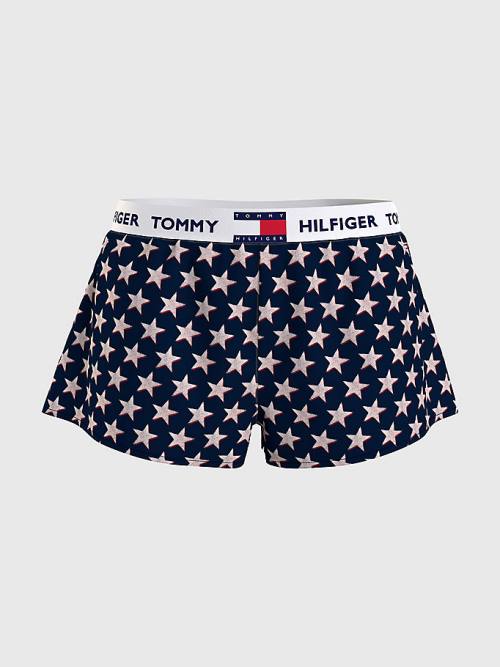 Beige Tommy Hilfiger Curve Tommy 85 Star Print Logo Waistband Shorts Women\'s Pyjamas | TH695THD